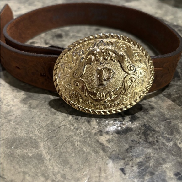Tony Lama Brown Leather Belt - Picture 2 of 6